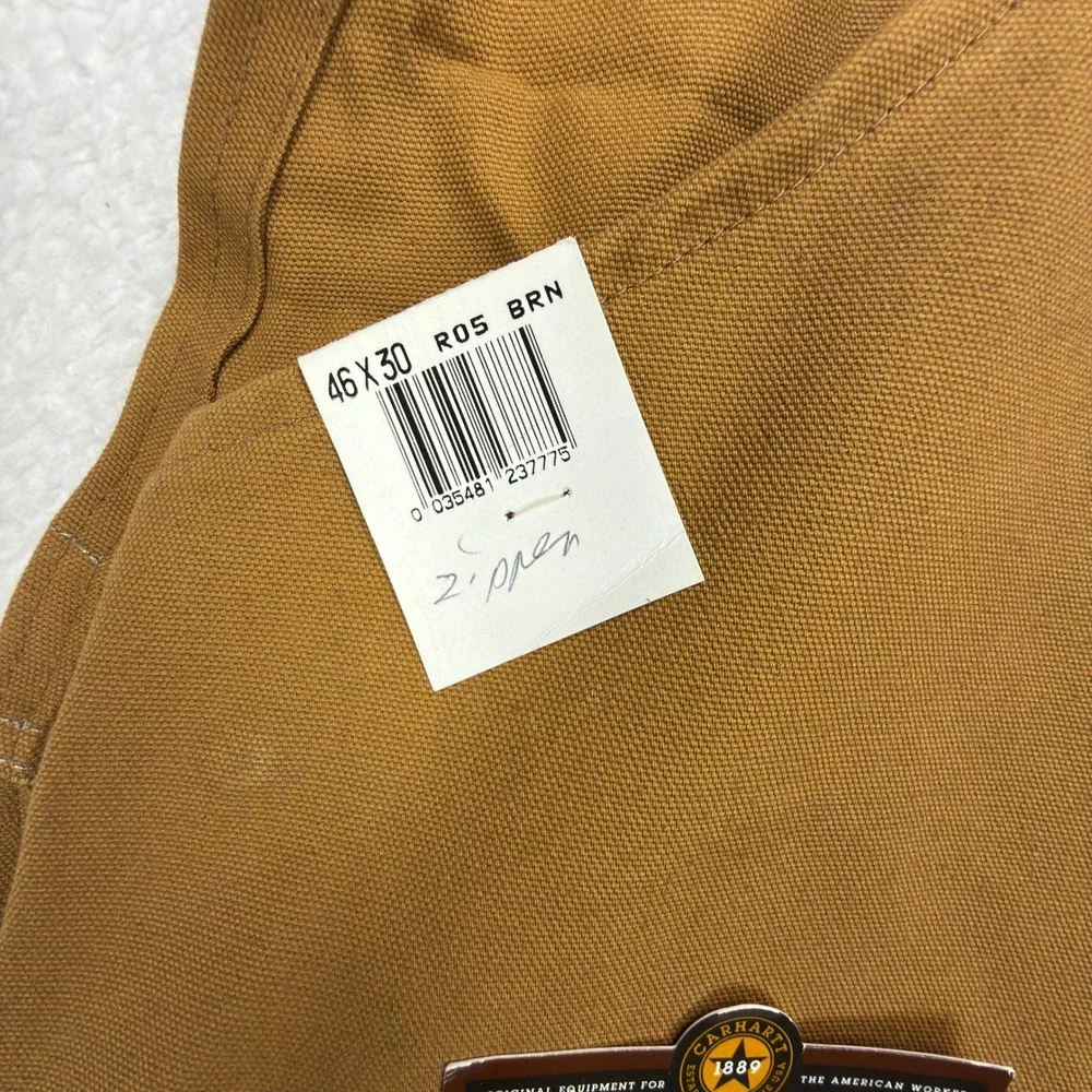 Carhartt R05 BRN Traditional Duck‎ Bib Overalls Zipper to Knee Brown 46x30 NEW